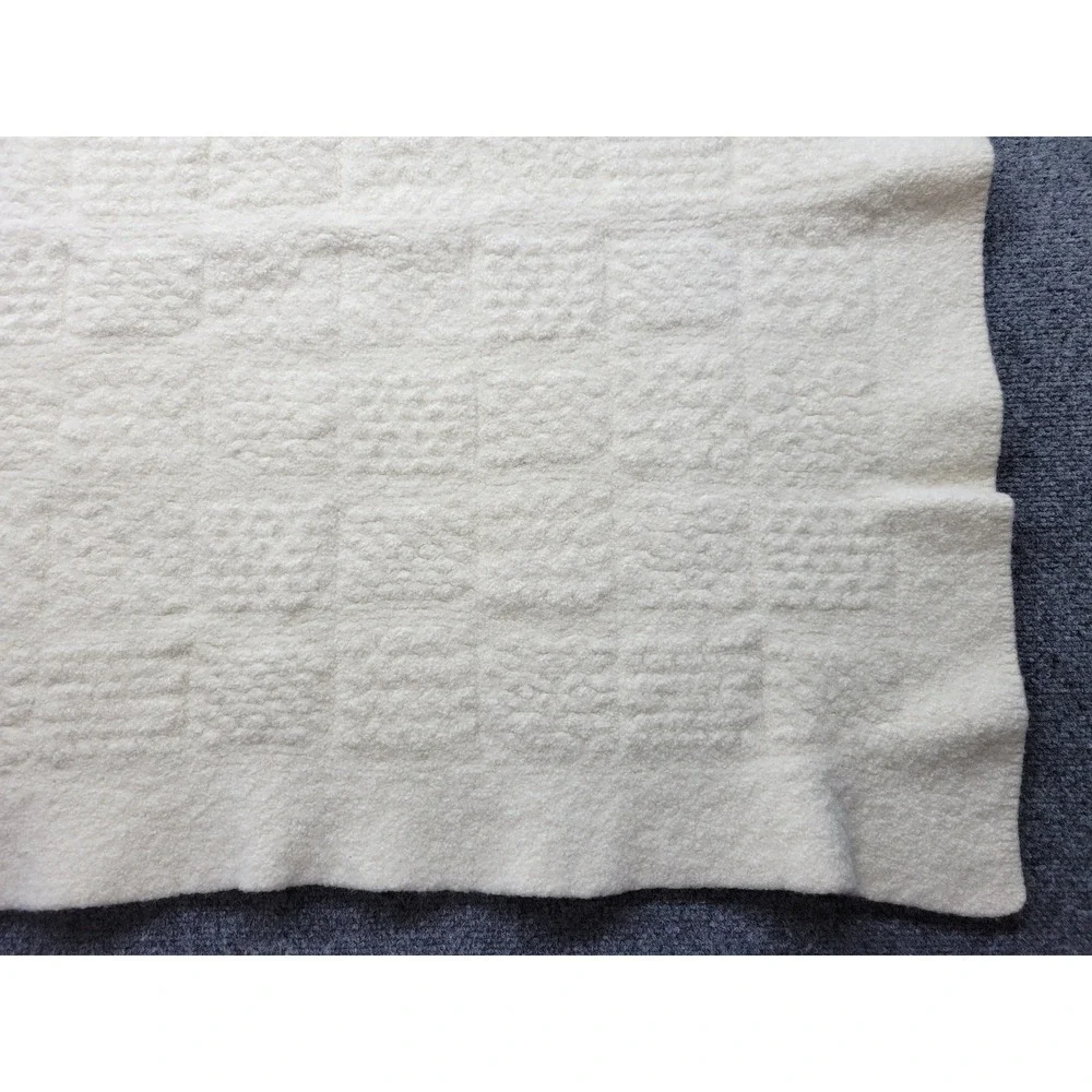 Vintage Aran Mor Ireland Wool Baby Blanket Cream Patchwork 39x35 Ireland Made